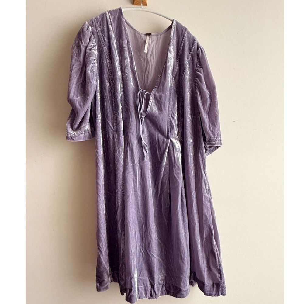 Free People Adelle Tunic / Mini-dress Adelle - Lavender Velvet (Small)